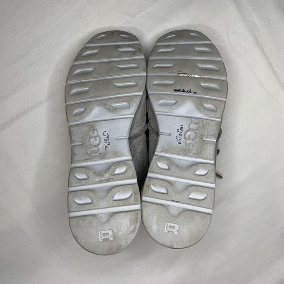 UGG Women's Tye Casual Leather Sneakers Size 6 Gray Treadlite S/N 1016674 - Picture 6 of 8